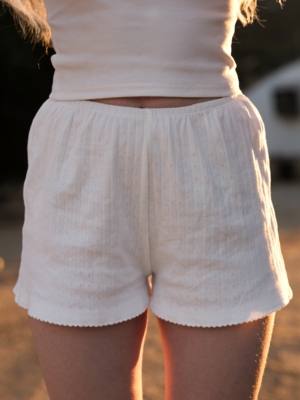 Snow White Cotton Pointelle Shorts